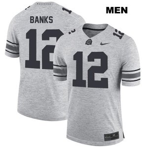 Men's NCAA Ohio State Buckeyes Sevyn Banks #12 College Stitched Authentic Nike Gray Football Jersey CG20W53FD